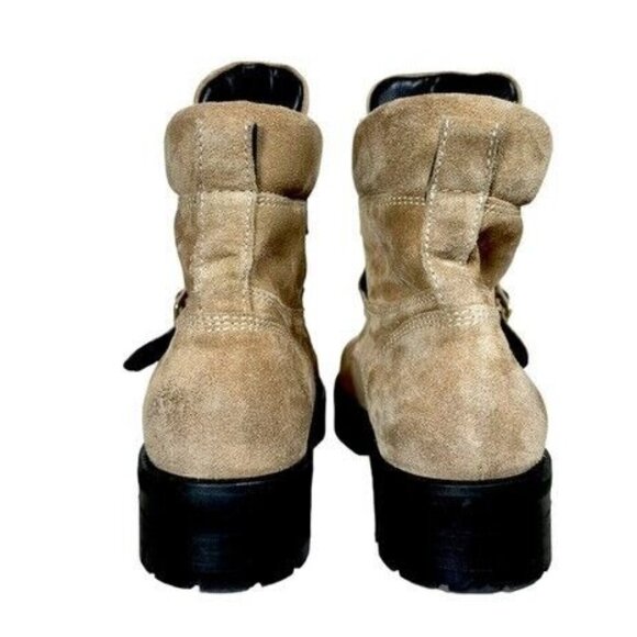 ALLSAINTS Paulina Suede Buckle Moto Combat Boot $349 US 9 EU39 Desert Tan - Picture 5 of 11